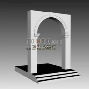 Arc Wall With Column And Floor 3d model