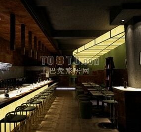 Restaurant Interior Furniture And Lighting Decoration 3d model