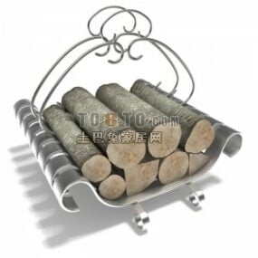 Tree Log On Steel Basket 3d model