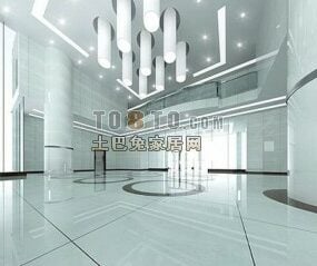 Hotel lobby hal witte toon interieur 3D-model