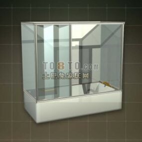 Vasca da bagno con copertura a parete in vetro modello 3d
