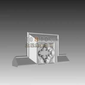 Eckrahmen-Dekoration, geschnitztes 3D-Modell