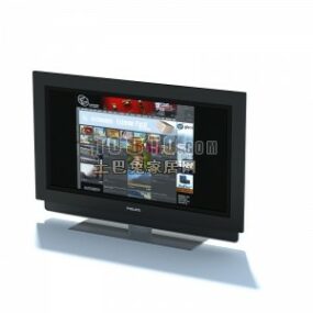 3d модель плоского рідкокристалічного телевізора чорного кольору