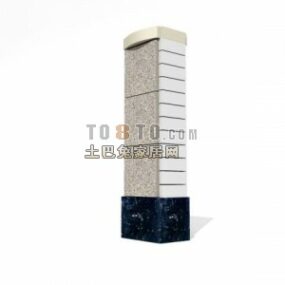 Rectangle Column With Black Stone Base 3d model