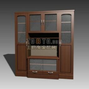 Kabinet TV Kayu Coklat Dengan Sistem Speaker model 3d