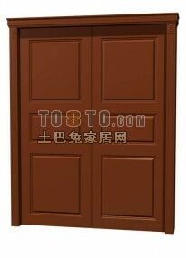 3д модель деревянной двери с двойными дверями