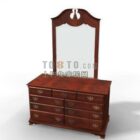 Wood Cabinet And Bathroom Mirror Antique Style