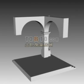 Arc Wall With Column And Floor 3d model