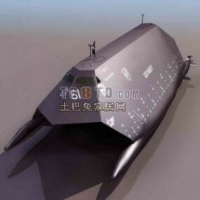 Model 3d Kendaraan Kapal Perang Militer Futuristik