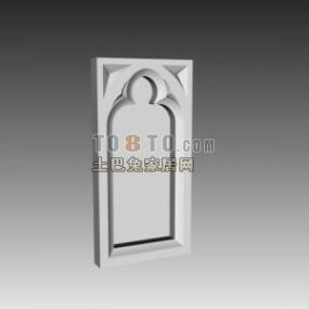 Church Carved Window On Wall 3d model