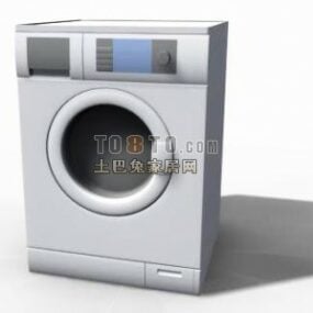 Máy giặt màu trắng trên sàn mô hình 3d