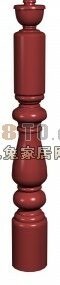 Colonne de main courante chinoise en bois rouge modèle 3D