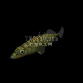 Modelo 3d de peixe verde animal