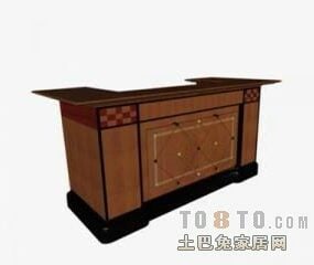Old Antique Work Desk Furniture 3d model
