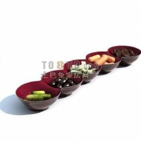 Kitchen Bowl With Food Set 3d model