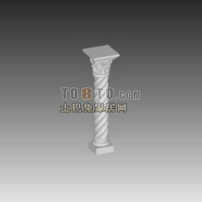 Bau-Handlauf-Säulen-Steinmaterial 3D-Modell