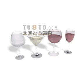 Filled Wine Glass Set 3d model