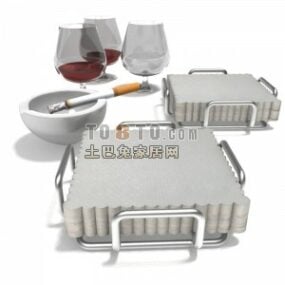 Tableware Glass With Cigarette Tray 3d model