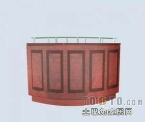 Bureau de réception meubles en bois chinois modèle 3D
