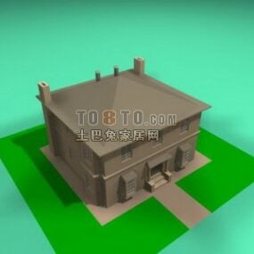 Modelo 3D de arquitetura europeia de casa medieval
