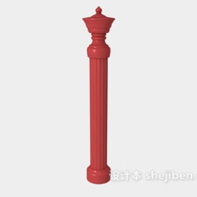 3д модель китайской перила-колонны