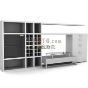 Tv Cabinet With Book Library Decorative 3d model