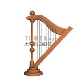 Old Harp Music Instrument 3d model