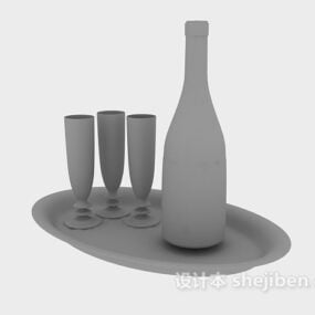 Copa de vino en bandeja modelo 3d