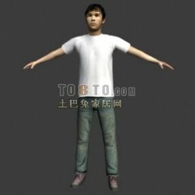 Personaje de cuerpo masculino joven en camiseta modelo 3d