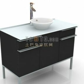 Washbasin On Black Cabinet 3d model