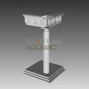 Greek Column With Wall And Floor 3d model