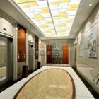 Hotel Corridor Interior With Lighting Decoration