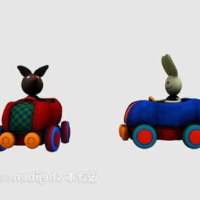 Barn leksaksbil med djur 3d-modell