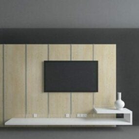 テレビの壁の木製の背景3Dモデル