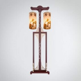Chinese Ancient Wood Floor Lamp 3d model