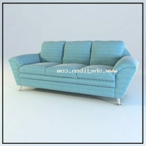 Three Seats Sofa Blue Color 3d model