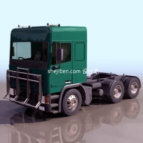 Голова вантажівки, пофарбована в зелений колір, 3d модель