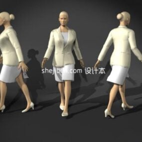 Mô hình 3d nhân vật nữ trung niên mặc vest