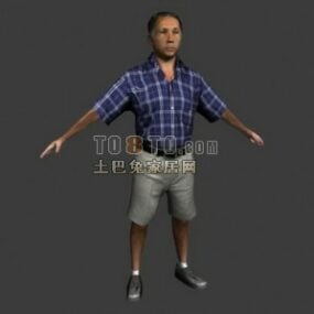 Postava starších mužů v 3D modelu krátkých kalhot