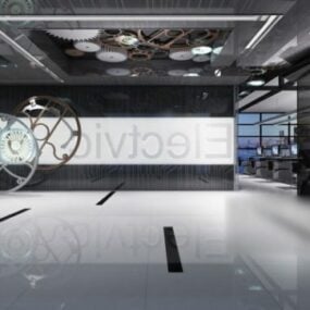 Adegan Interior Ruang Meja Depan Kantor model 3d