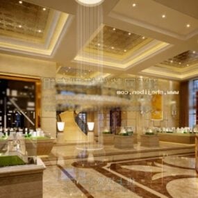 نموذج المشهد الداخلي لقاعة الفندق الملكي ثلاثي الأبعاد