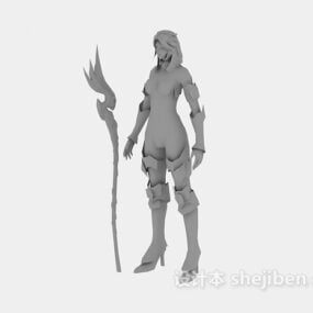 Muinainen soturityttö kiinalainen hahmo 3d-malli