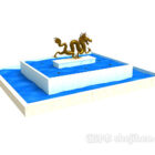 3D model bazénu s fontánou na náměstí Long Sculpture Square, Čína.