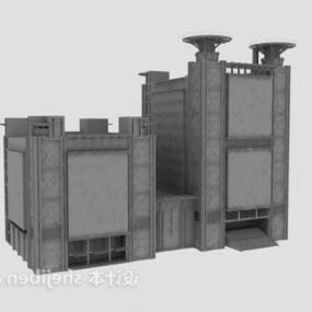 Průmyslová budova Dům betonový materiál 3D model