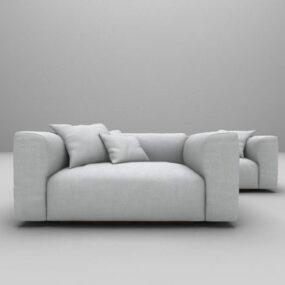 3D-Modell mit grauer Armlehnen-Sofapolsterung