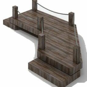 लैंडस्केप लकड़ी के पुल पथ 3डी मॉडल