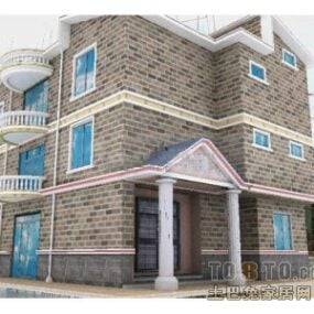 Two-storey Old Facade House 3d model