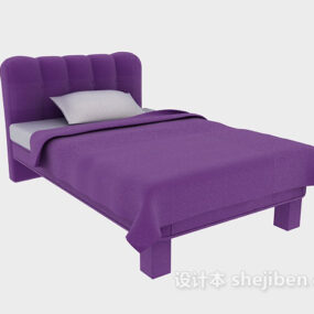 Tempat Tidur Single Ungu Penutup Tekstil model 3d
