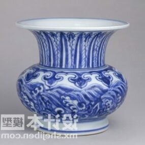 Porcelain Vase Blue Pattern 3d model