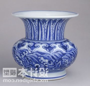 磁器の花瓶の青いパターン